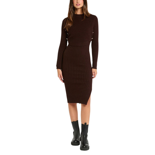 2443078 Morgan De Toi Abito Marrone Corto Donna Viscosa Maniche Lunghe