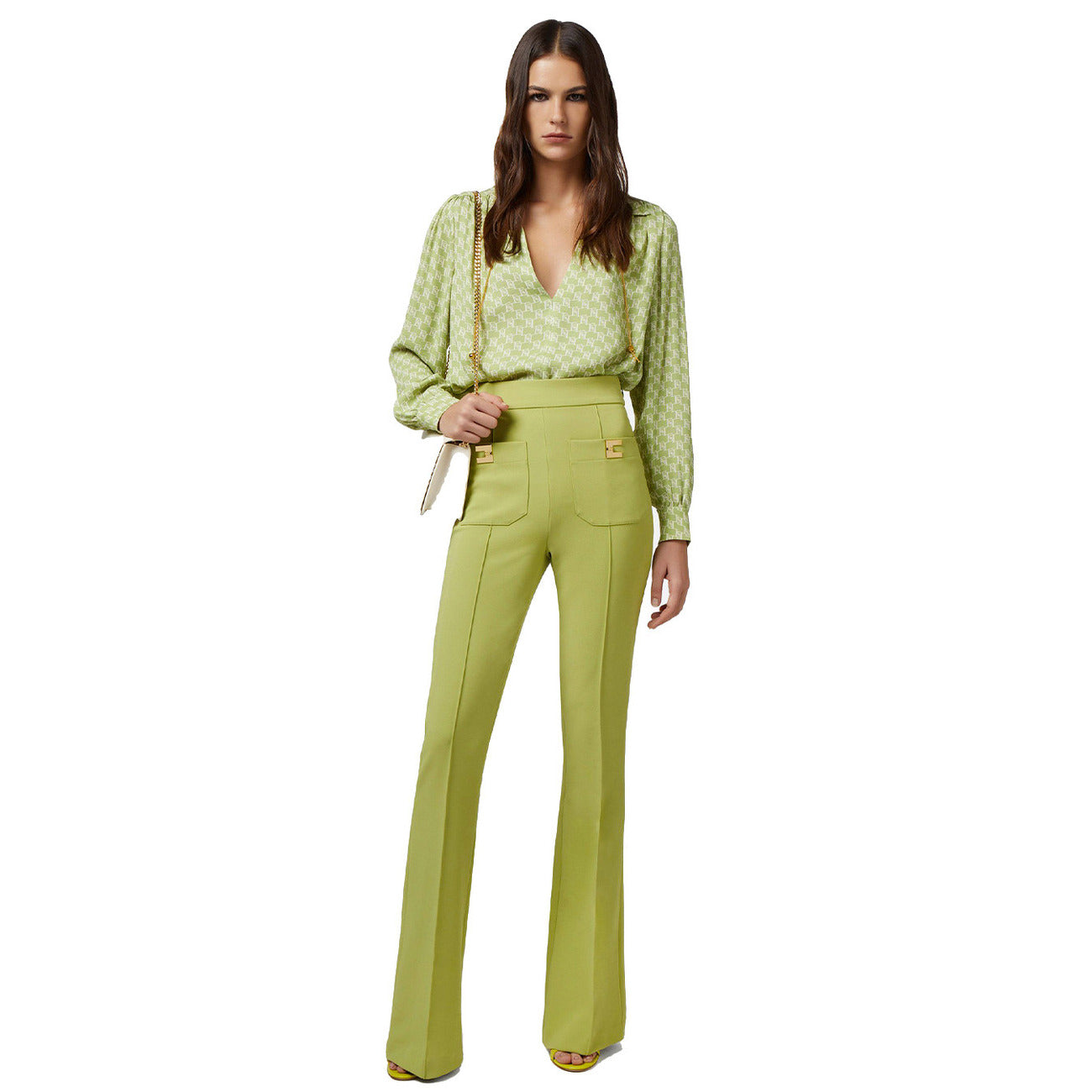 486634 Elisabetta Franchi Blusa Verde Donna Primavera/Estate