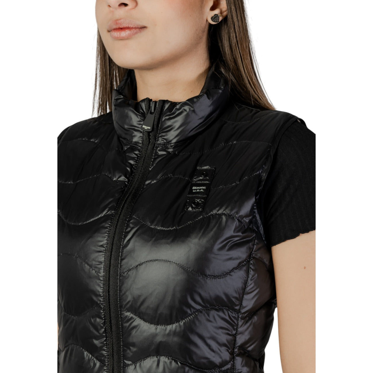 2409800 Blauer Gilet Nero Smanicato Cerniera Donna