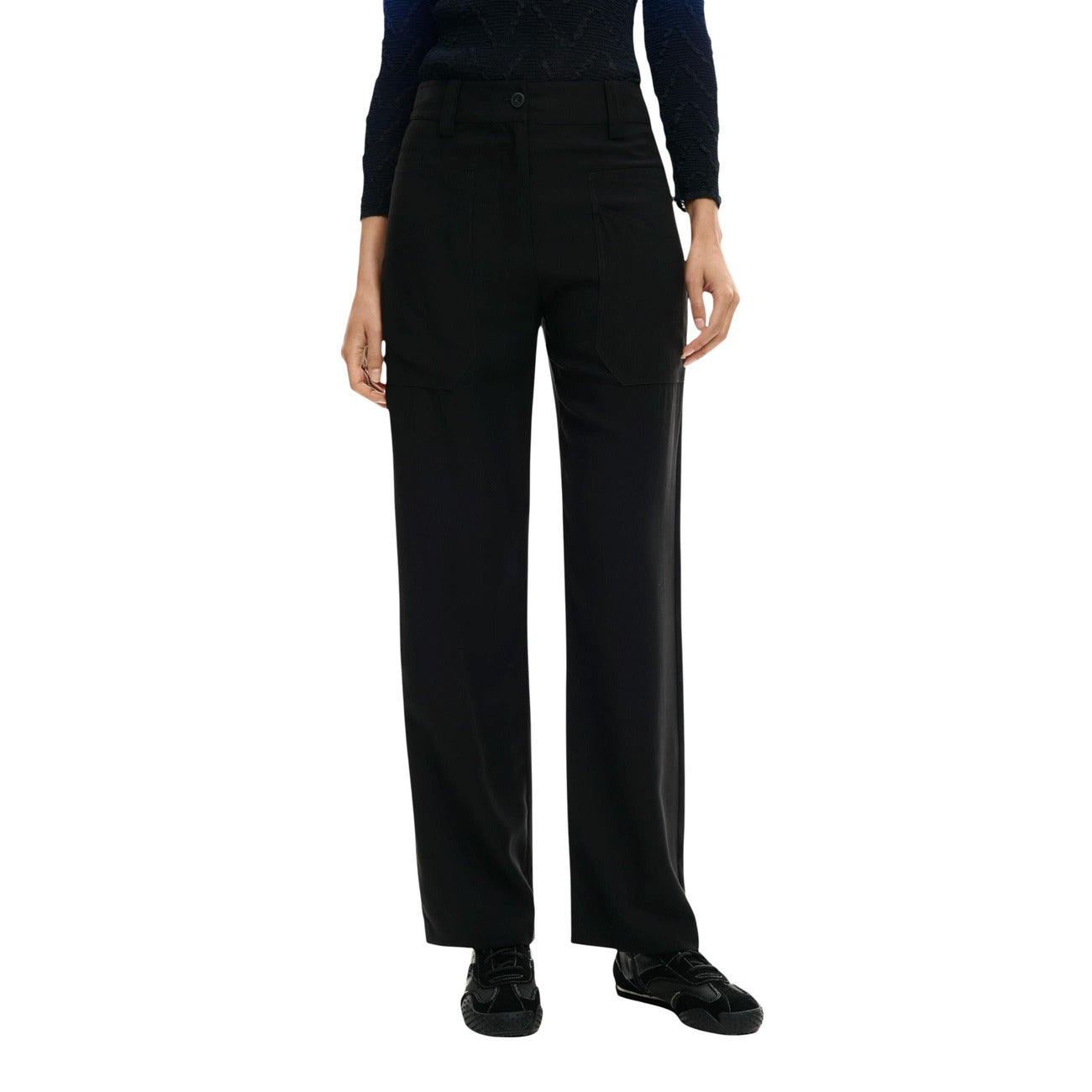 2451026 Desigual Pantaloni Donna Neri Viscosa