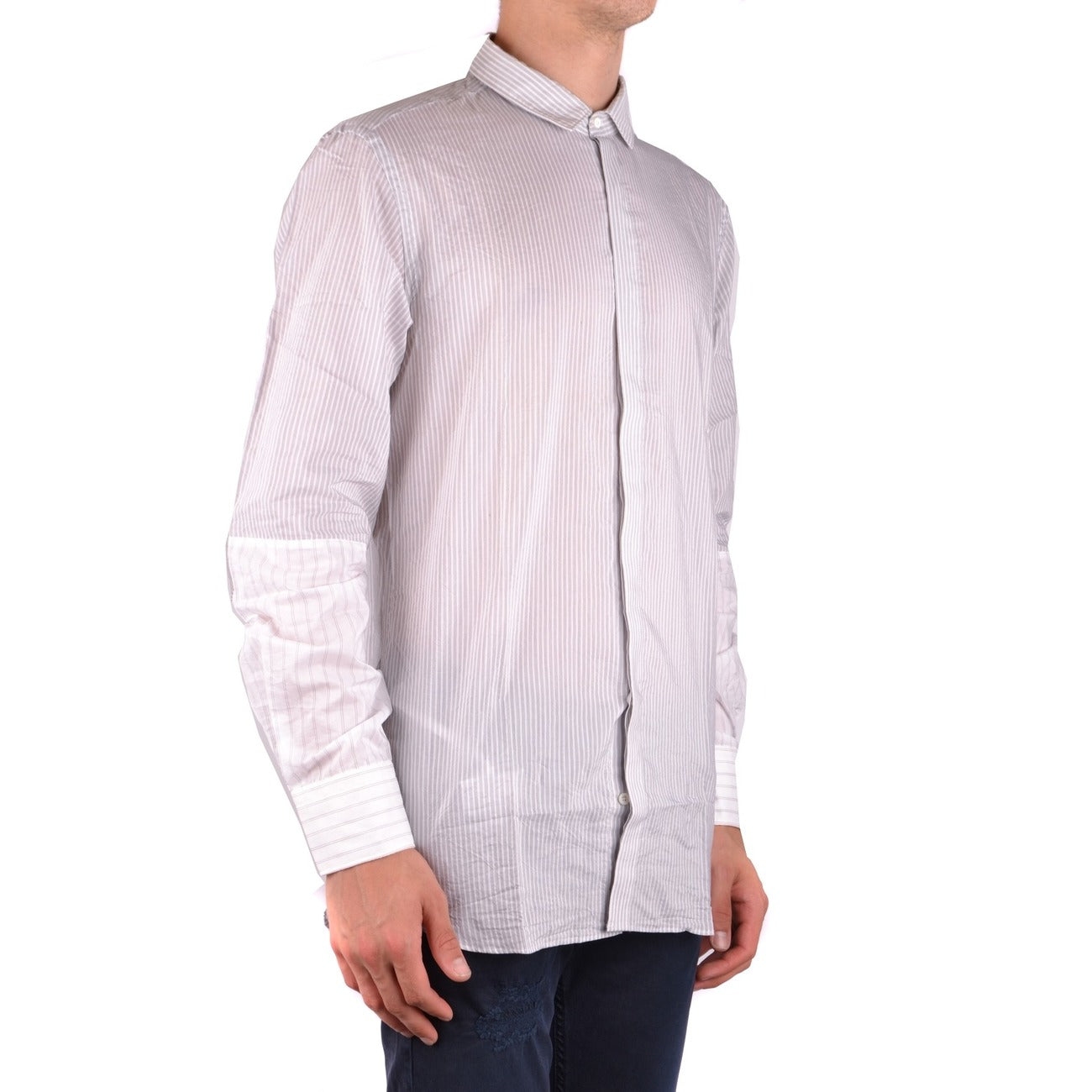 2431820 Neil Barrett Camicia Grigio Righe Maniche Lunghe Uomo