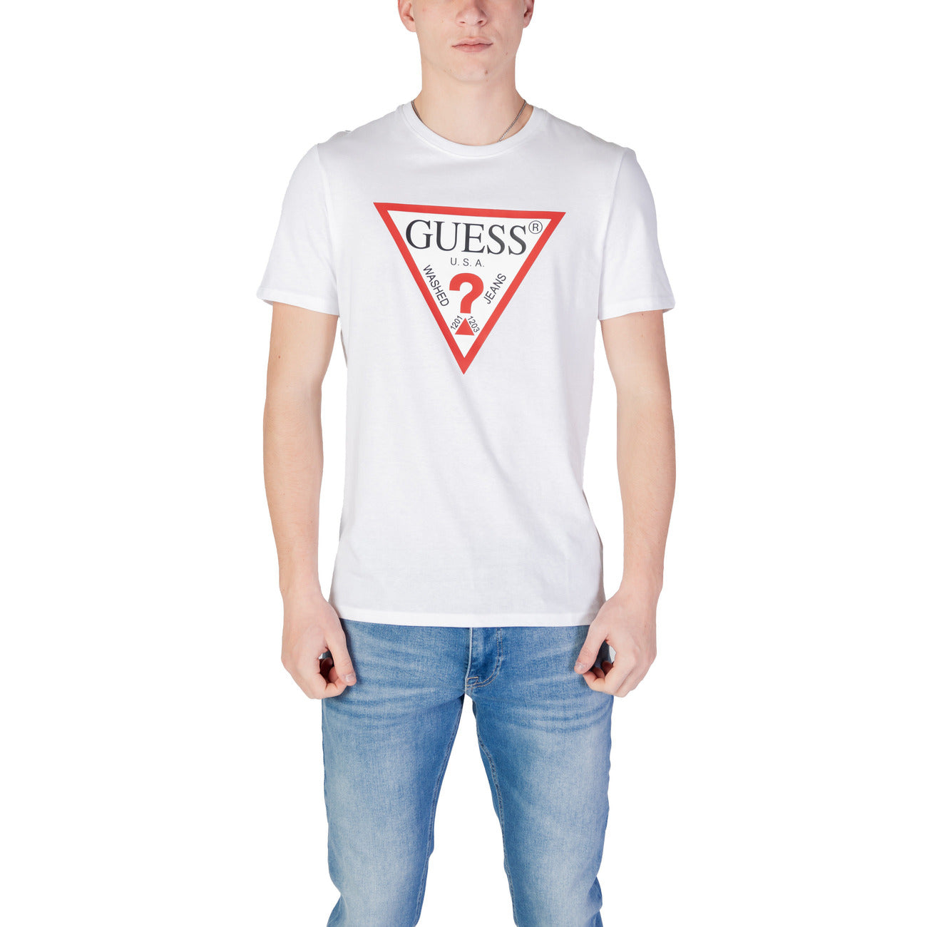 2401563 Guess T-Shirt Bianca Stampa Uomo