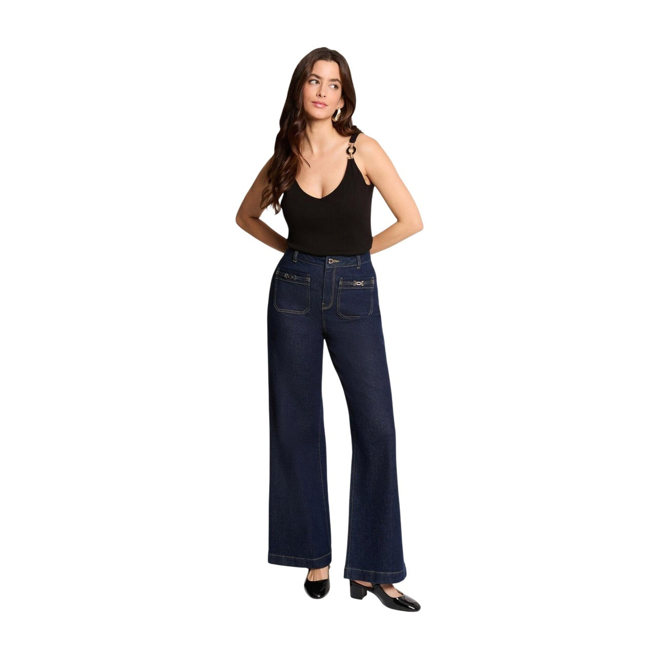 516569 Morgan De Toi Top Nero Cotone Organico Donna Primavera/Estate