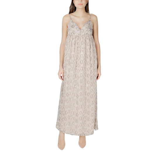 2418429 Only Abito Beige Spalline Scollo V Profondo Donna