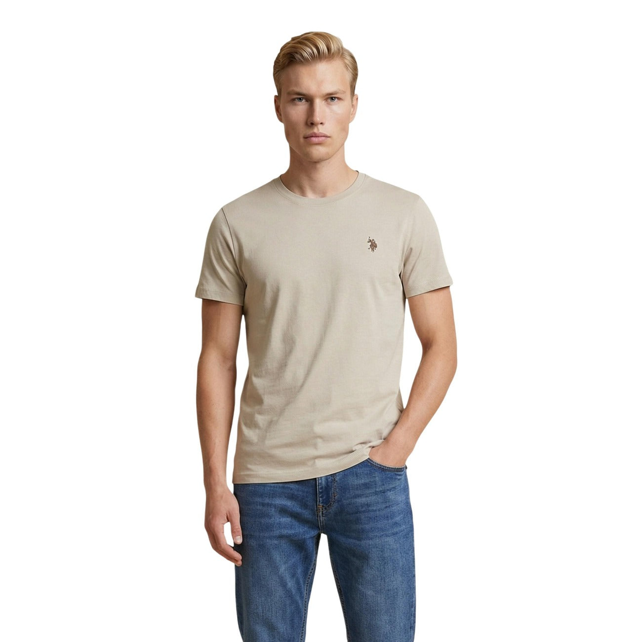 2460549 U.S. Polo Assn. T-Shirt Beige Uomo