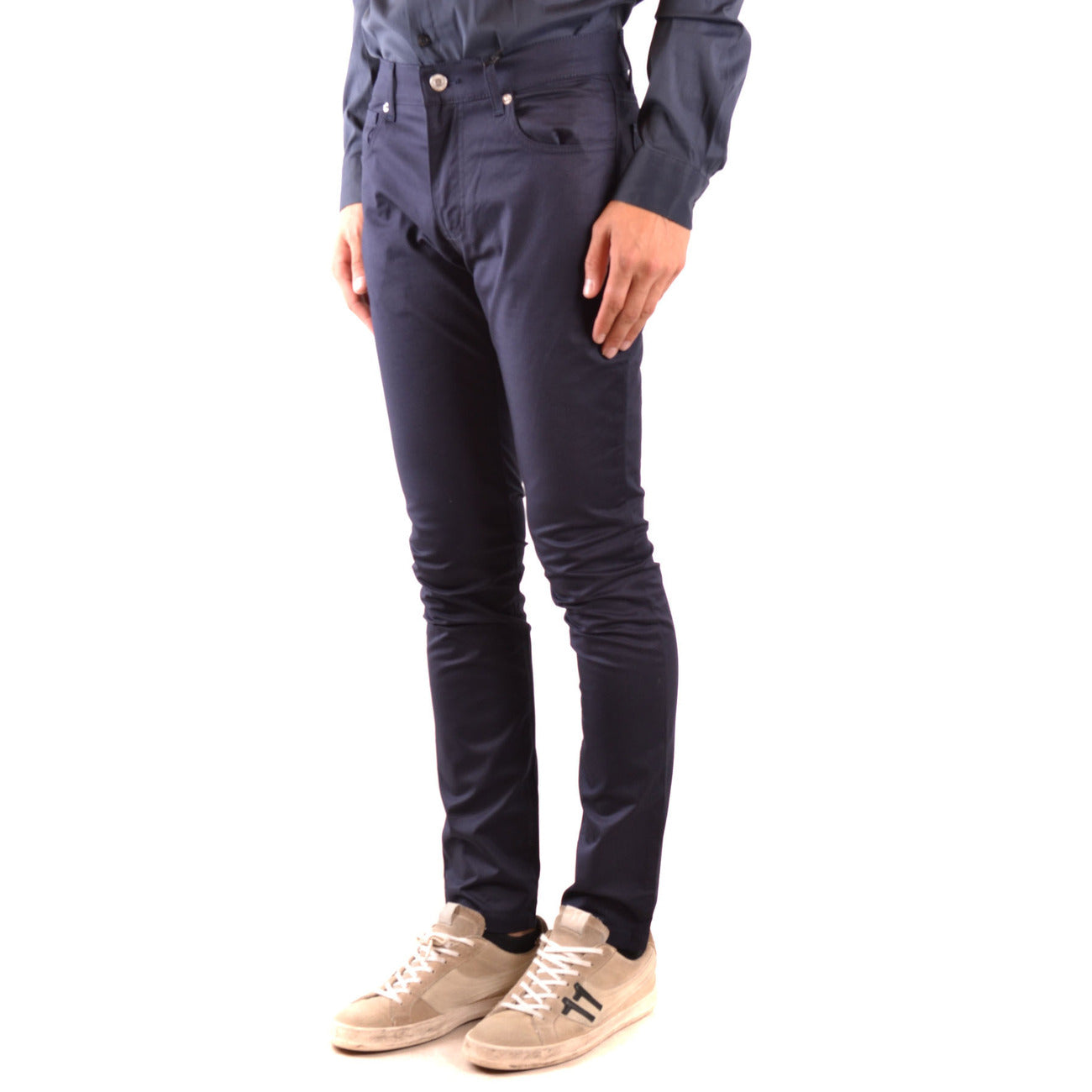 2425211 Moschino Pantaloni Blu Cotone Elastan Uomo