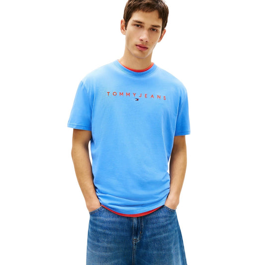 2457546 Tommy Hilfiger Jeans T-Shirt Azzurro Stampa Uomo