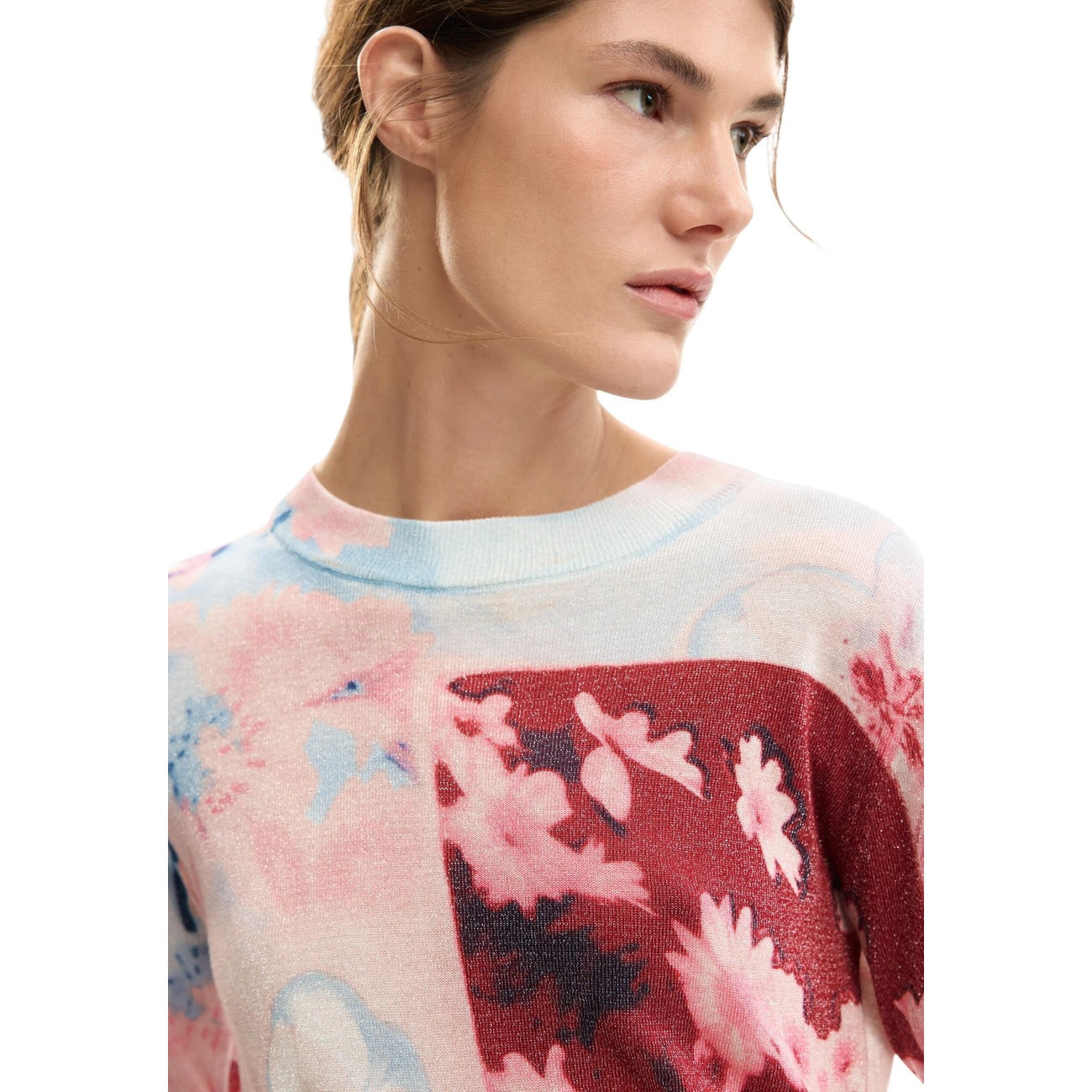 2454464 Desigual Maglia Donna Rosa Floreale Viscosa