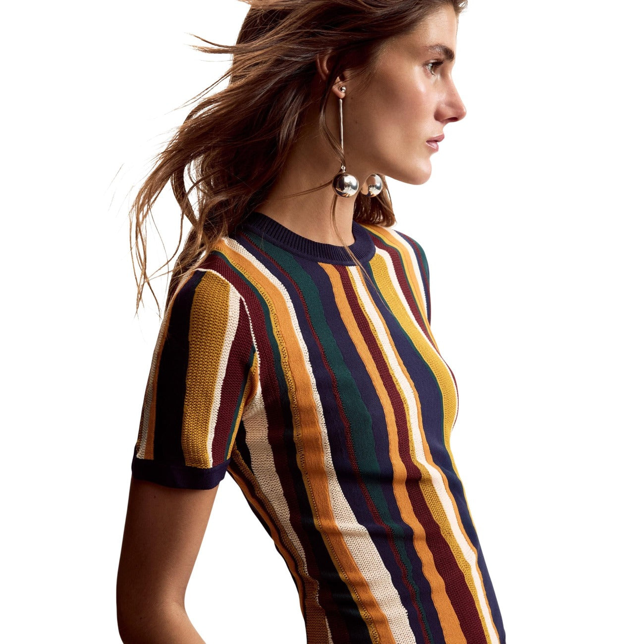 2453047 Desigual T-Shirt Donna Senape Righe Viscosa