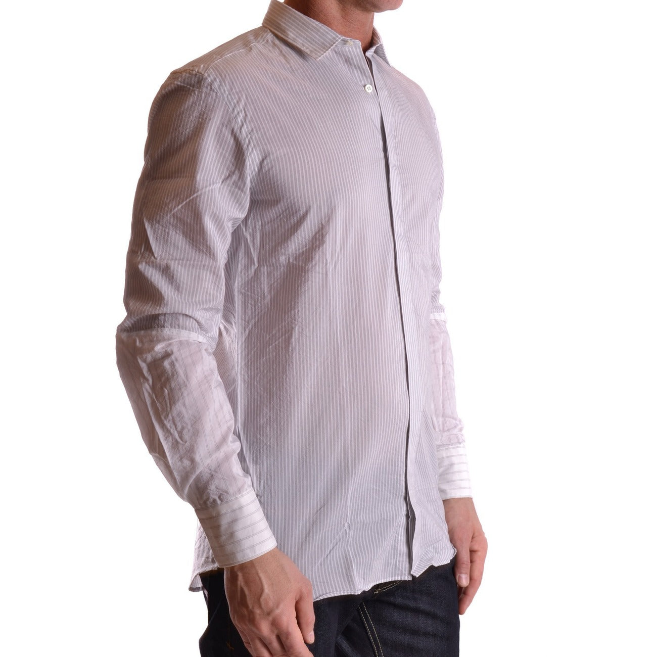 2430820 Neil Barrett Camicia Grigio Righe Cotone Cupro Uomo