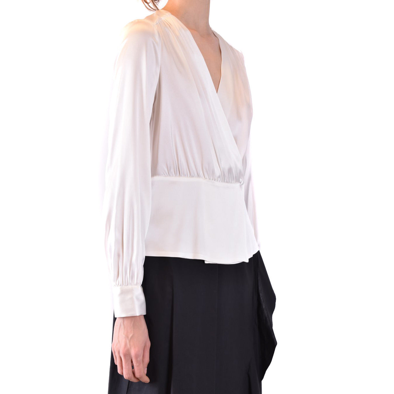 2423092 Pinko Blouse in Seta Bianca Manica Lunga Donna