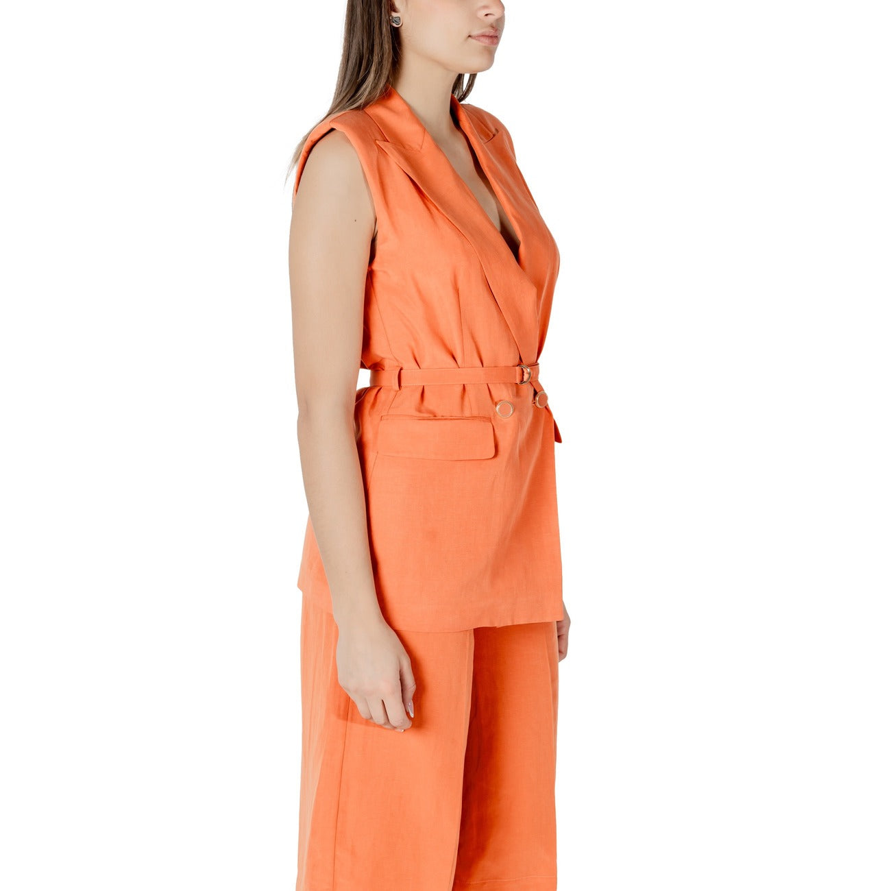 485464 Liu Jo Gilet Arancione Lino Lyocell Donna