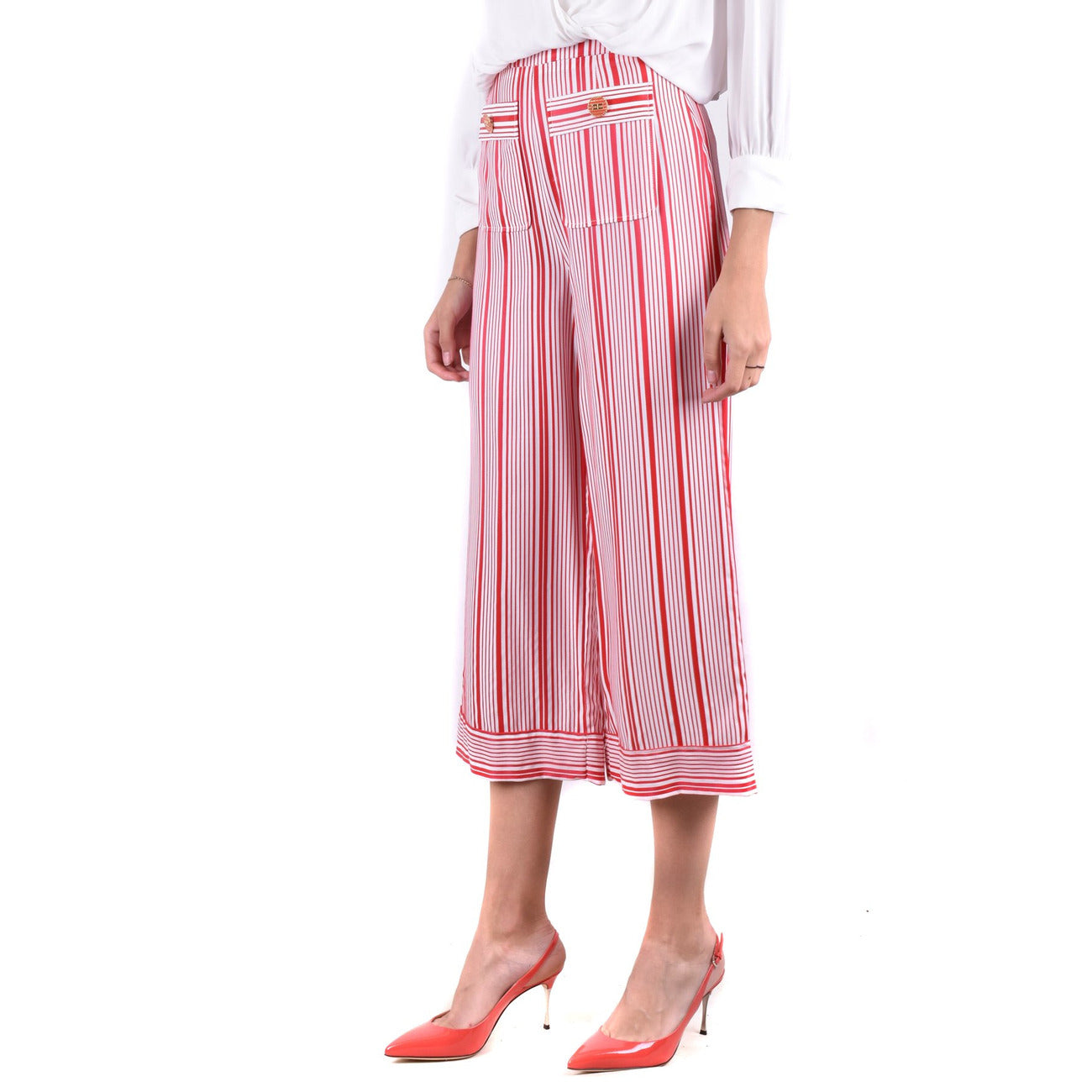 2425090 Elisabetta Franchi Pantaloni Rosso Righe Donna