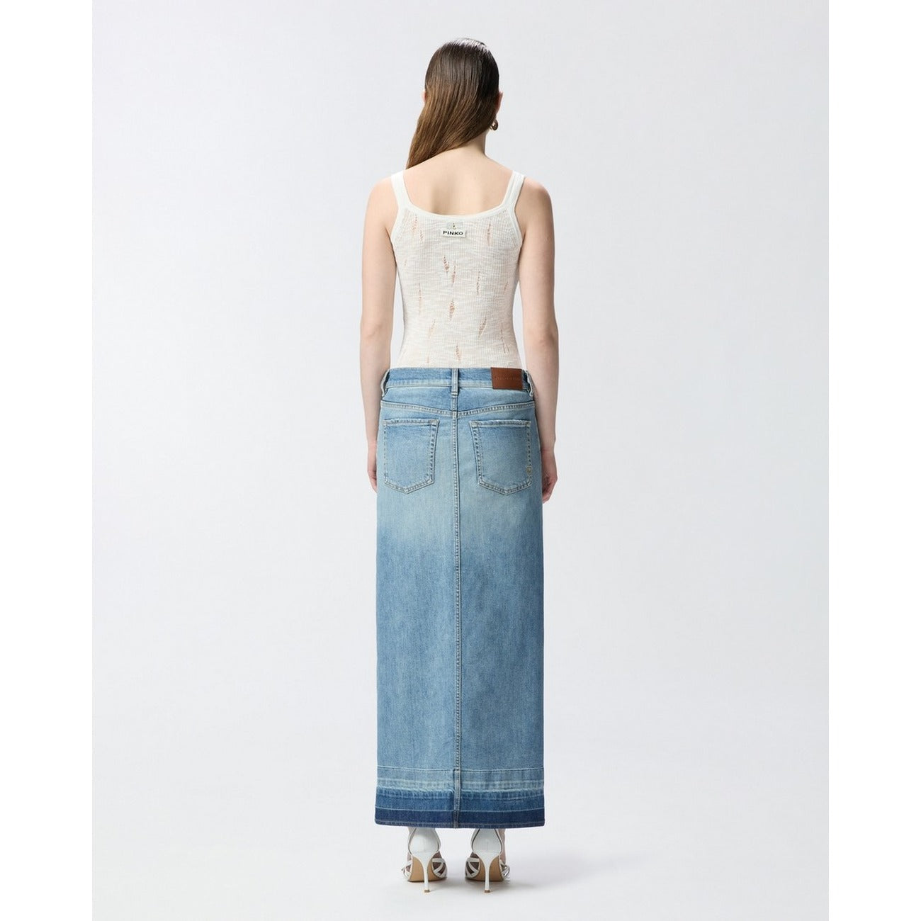 2443119 Pinko Canotta Bianca Cotone Spalline Donna