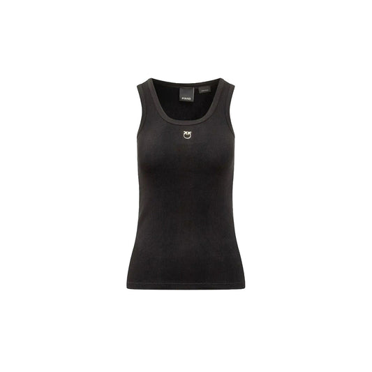2422978 Pinko Canotta Nera in Cotone con Spalline Donna