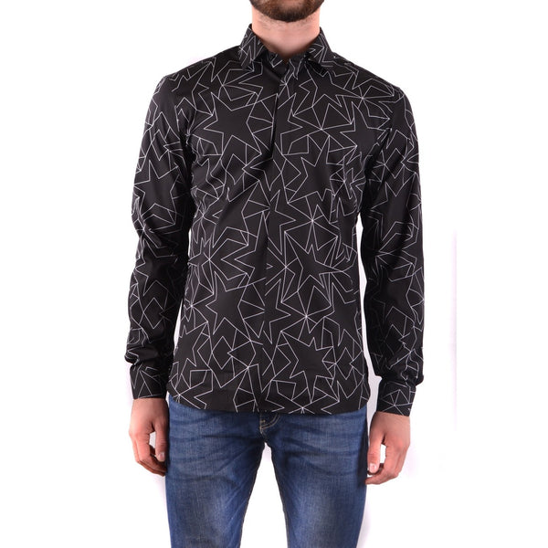 Camicia Nero Geometrica Maniche Lunghe Uomo