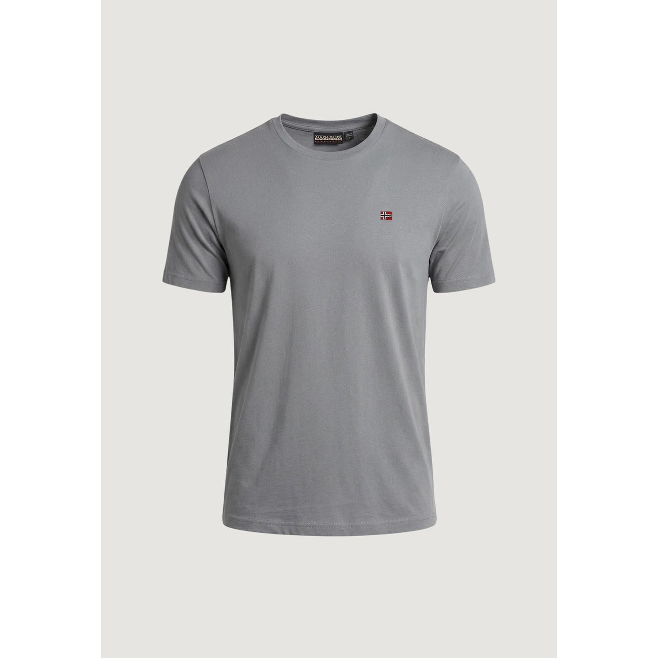 2459112 Napapijri T-Shirt Grigia Cotone Scollo Tondo Uomo