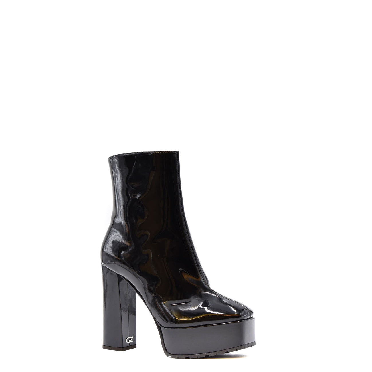 2437849 Giuseppe Zanotti Stivaletti Neri Pelle Lucida Plateau Tacco Largo Donna