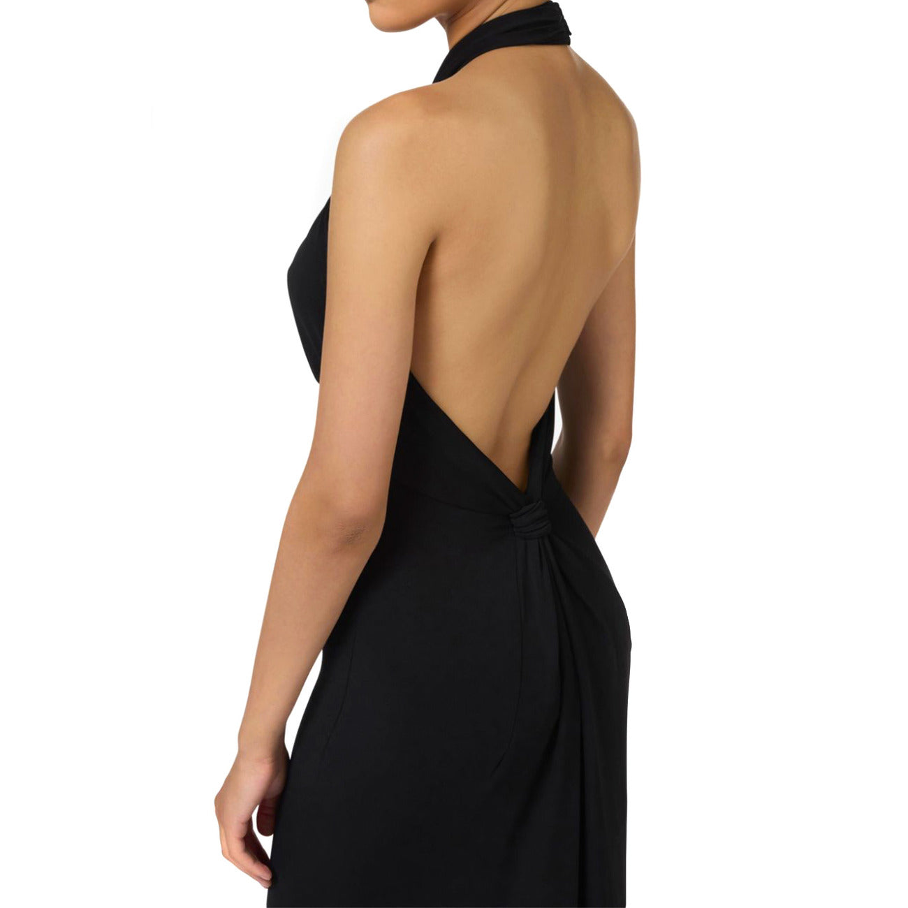 2426892 Elisabetta Franchi Abito Nero Lungo Donna Scollo Alto Zip