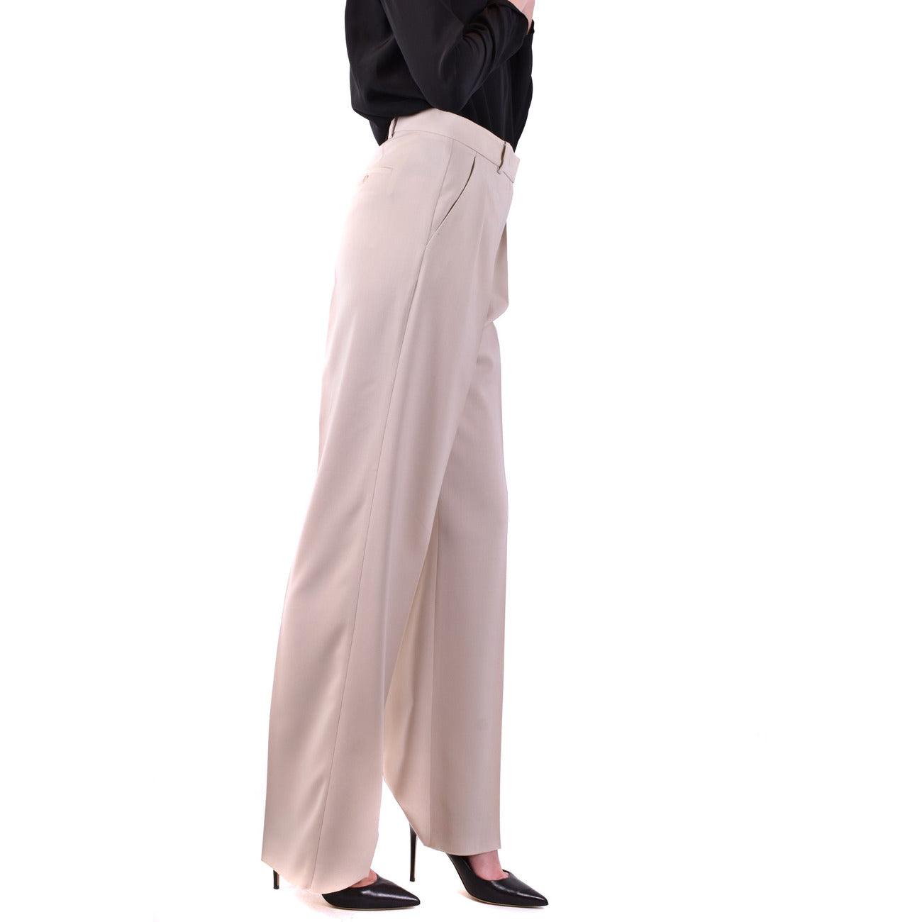 493877 Maxmara Pantaloni Beige Lana Donna Primavera/Estate