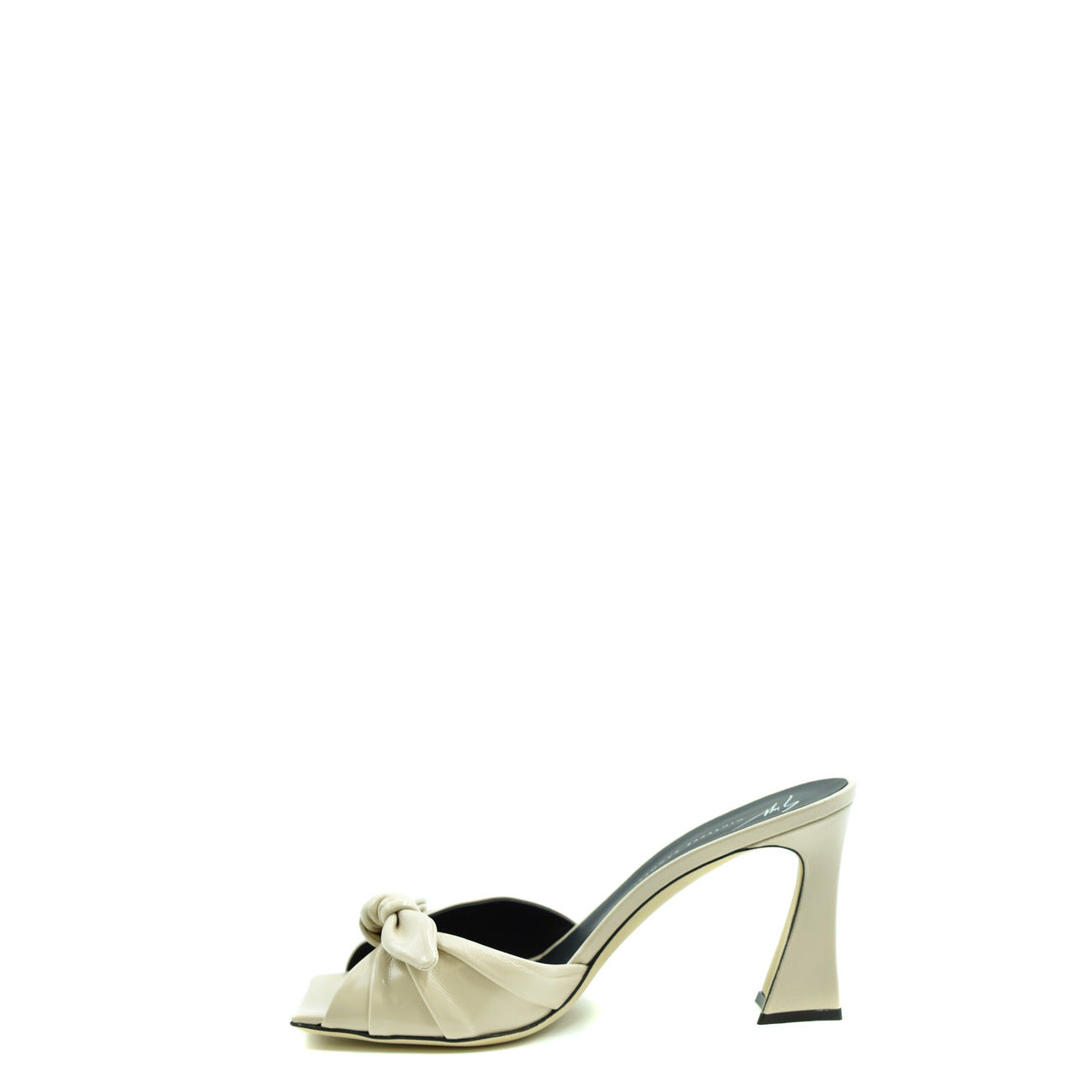2438730 Giuseppe Zanotti Ciabatte Bianche Pelle Tacco Largo Punta Aperta Donna