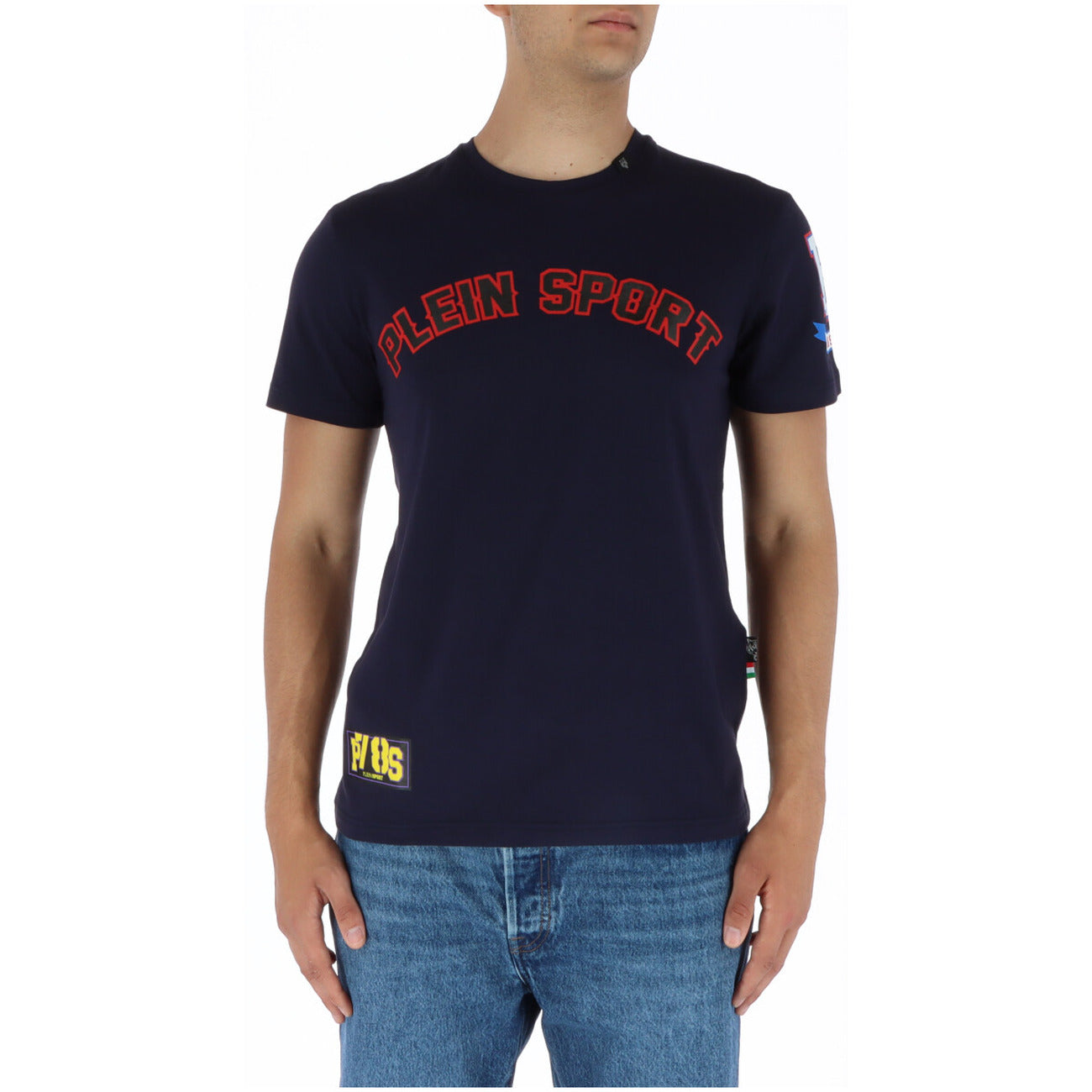 443888 Plein Sport T-Shirt Blu Stampa Uomo