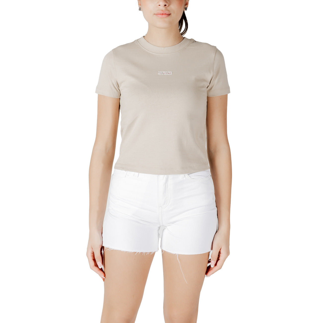 2418326 Calvin Klein T-Shirt Beige Cotone Organico Donna