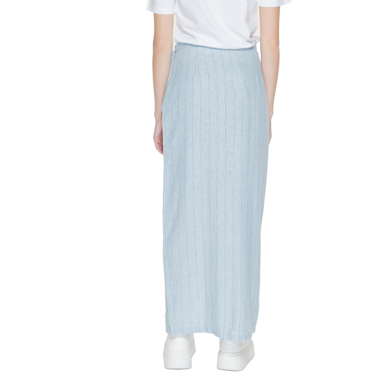 10304662 Vero Moda Gonna Blu Gessato Lino Donna