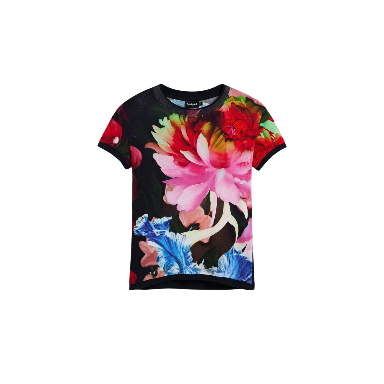 2453306 Desigual T-Shirt Donna Blu Floreale Cotone