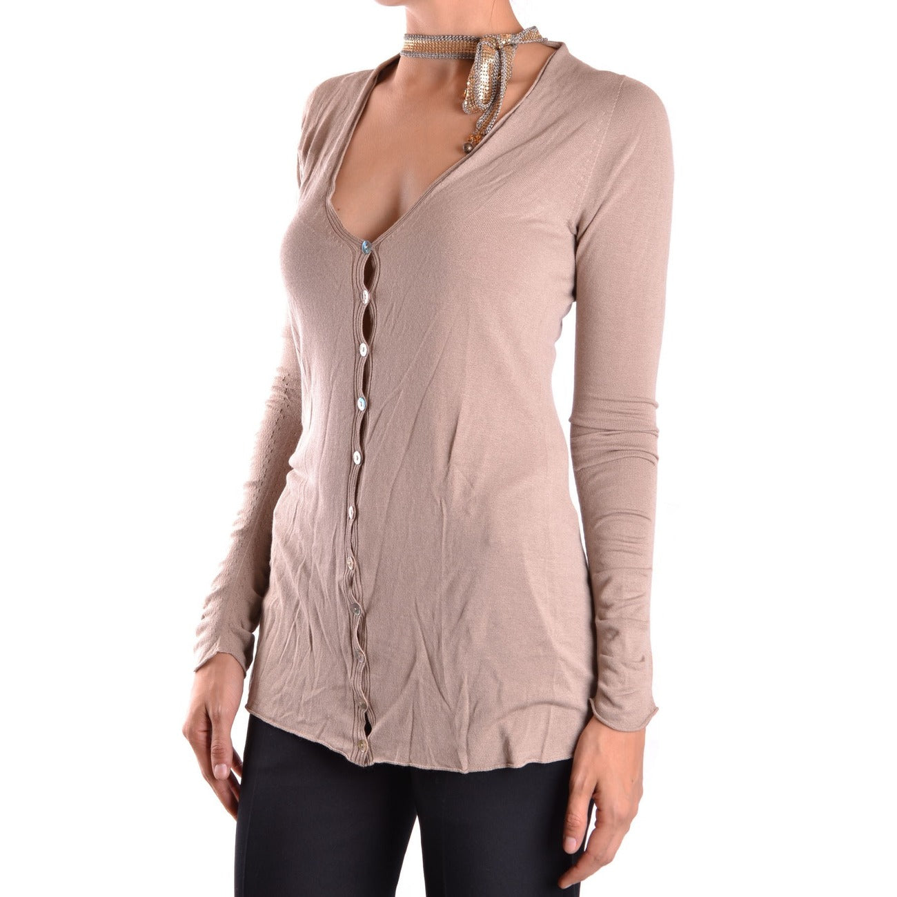 2422972 Pinko Cardigan Beige Viscosa Made Italy Donna