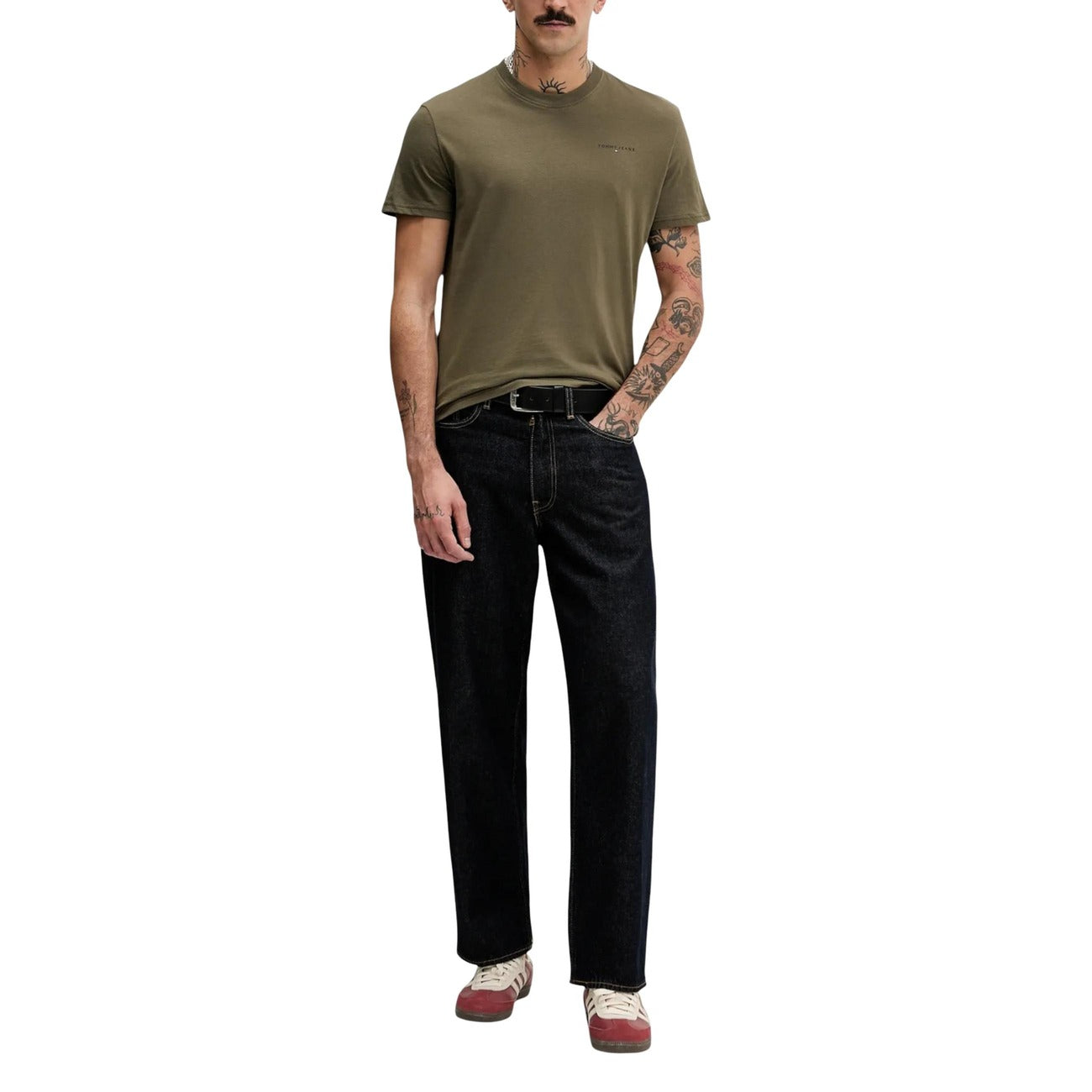 2447108 Tommy Hilfiger Jeans T-shirt Verde Oliva Cotone Organico Uomo
