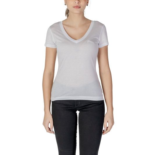 482844 Guess T-Shirt Bianca Scollo V Donna