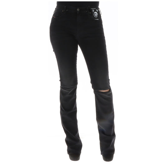 344380 Diesel Jeans Neri Strappati Consumati Zip Bottone Donna