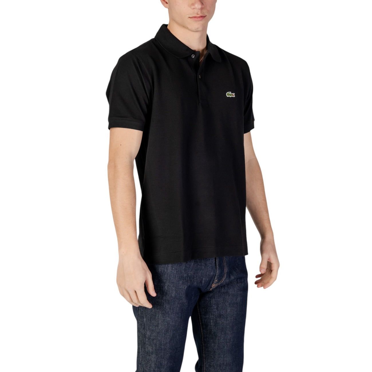 2412686 Lacoste Polo Nera Cotone Colletto Polo Maniche Corte Uomo