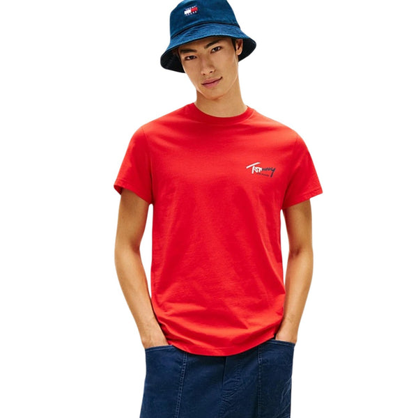 T-Shirt Rossa Cotone Organico Scollo Tondo Uomo