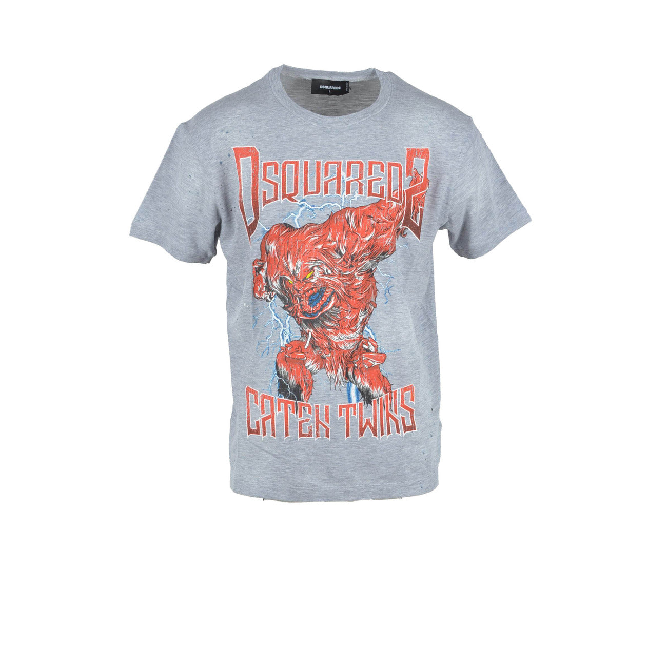 349775 Dsquared T-Shirt Grigio Cotone Viscosa Stampa Uomo