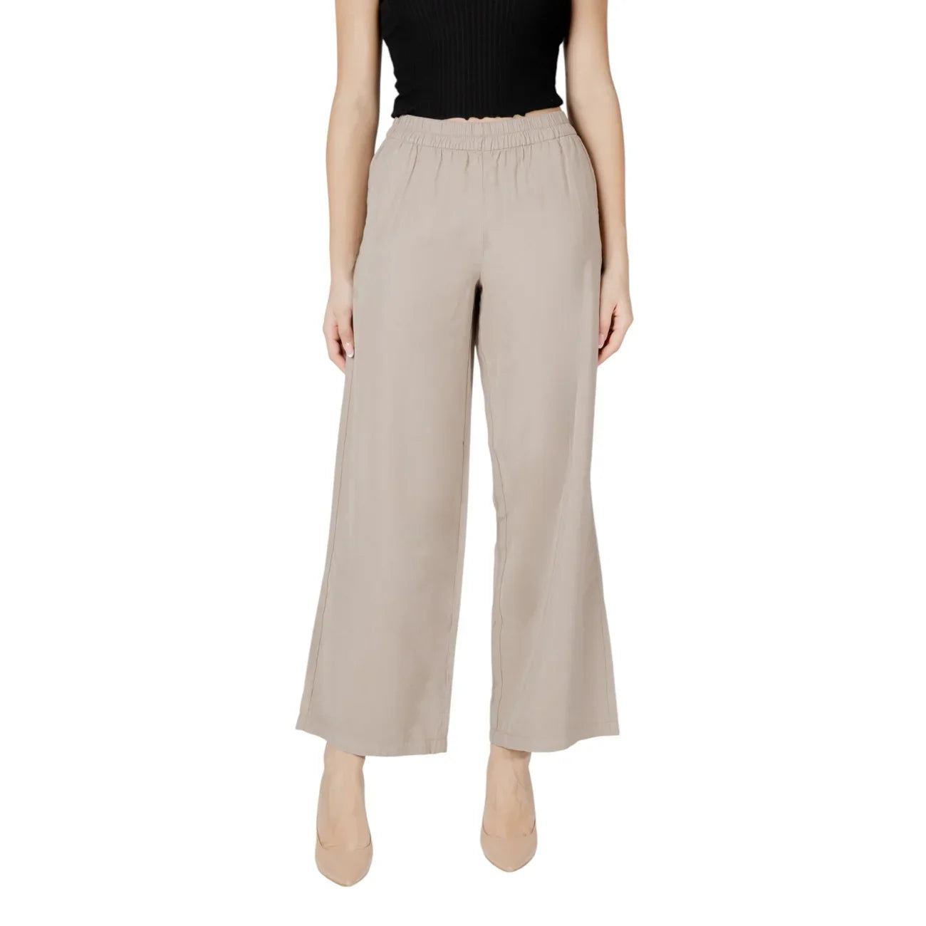 2418352 Only Pantaloni Beige Viscosa Fascia Elastica Donna