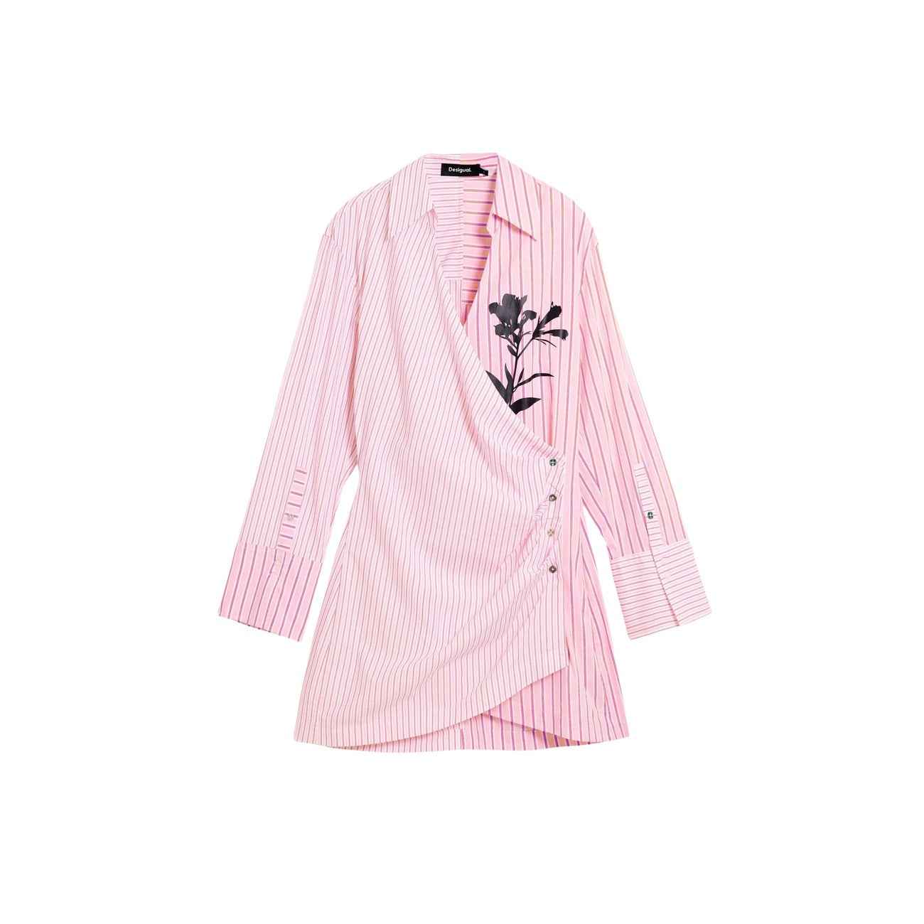 514697 Desigual Abito Rosa Corto Righe Donna