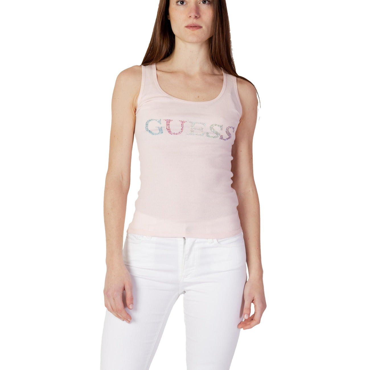 348927 Guess Canotta Rosa con Strass Donna