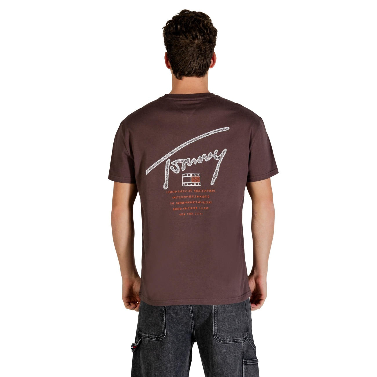 2447284 Tommy Hilfiger Jeans T-shirt Marrone Cotone Organico Uomo