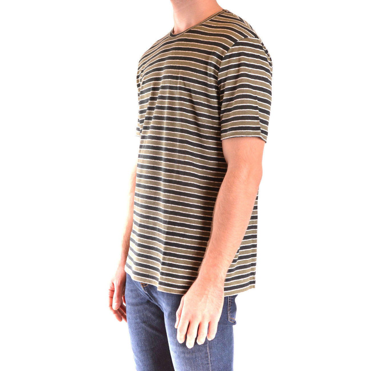 2431223 Paolo Pecora T-shirt Multicolore Righe Lino Uomo