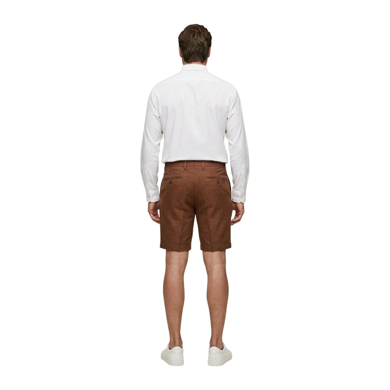 2460477 Borghese Bermuda Marrone Lino Uomo