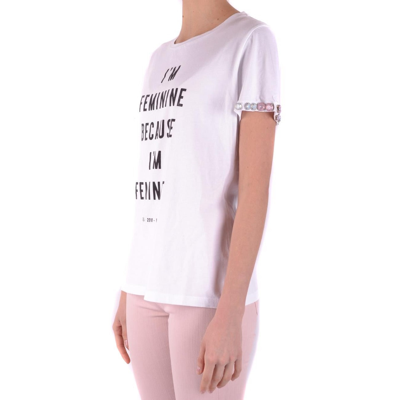 2423013 Pinko T-Shirt Bianca Donna Cotone 100% Stampa