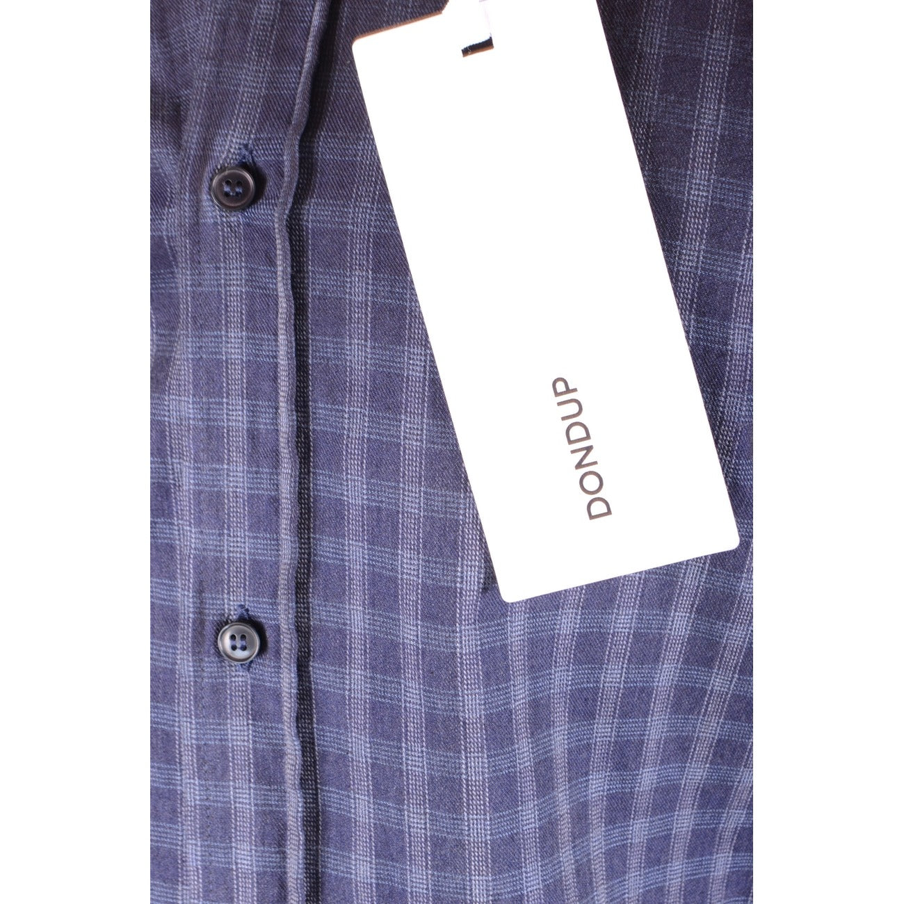 2429322 Dondup Camicia Blu Quadri Cotone Uomo