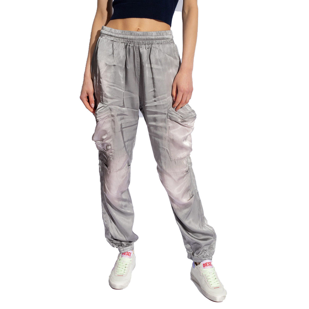 2431435 Diesel Pantaloni Argento Tasche Anteriori Donna
