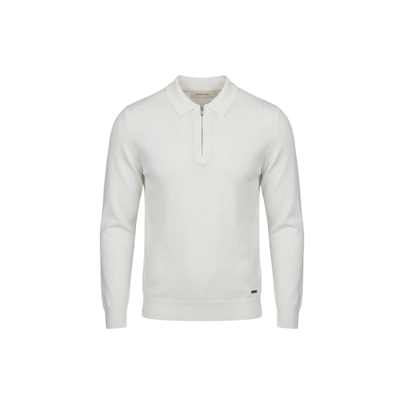 2455911 Gianni Lupo Maglia Bianca Viscosa Cerniera Uomo
