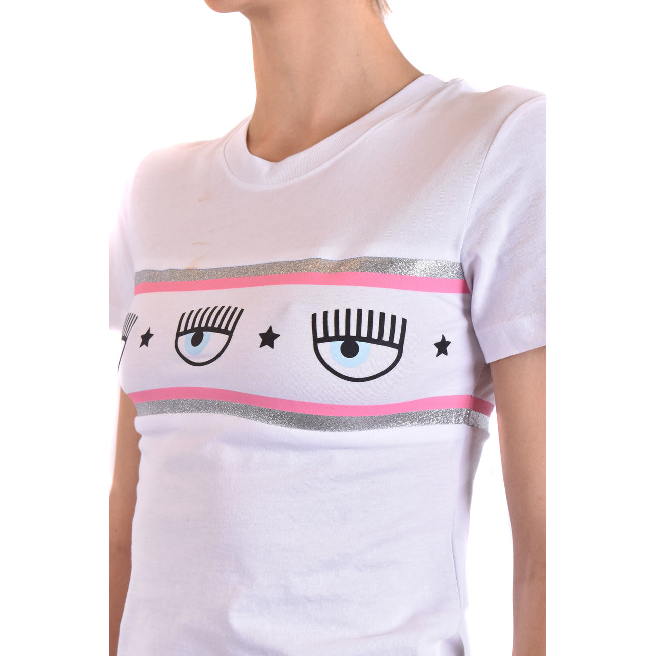488584 Chiara Ferragni T-Shirt Bianca Stampa Donna