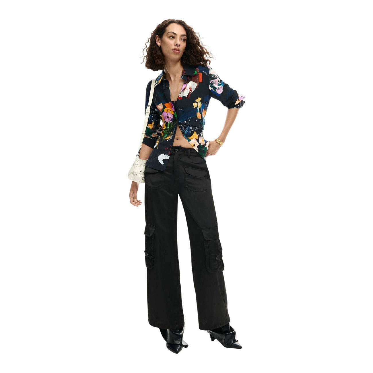 2453191 Desigual Camicia Donna Nera Floreale Viscosa