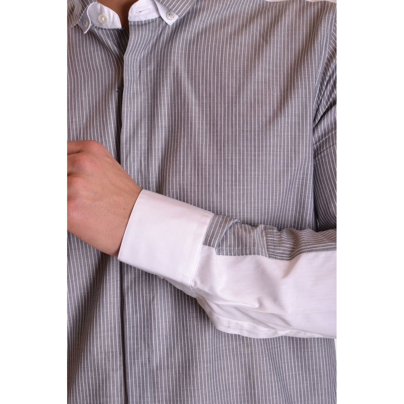 2435365 Neil Barrett Camicia Grigio Righe Maniche Lunghe Uomo