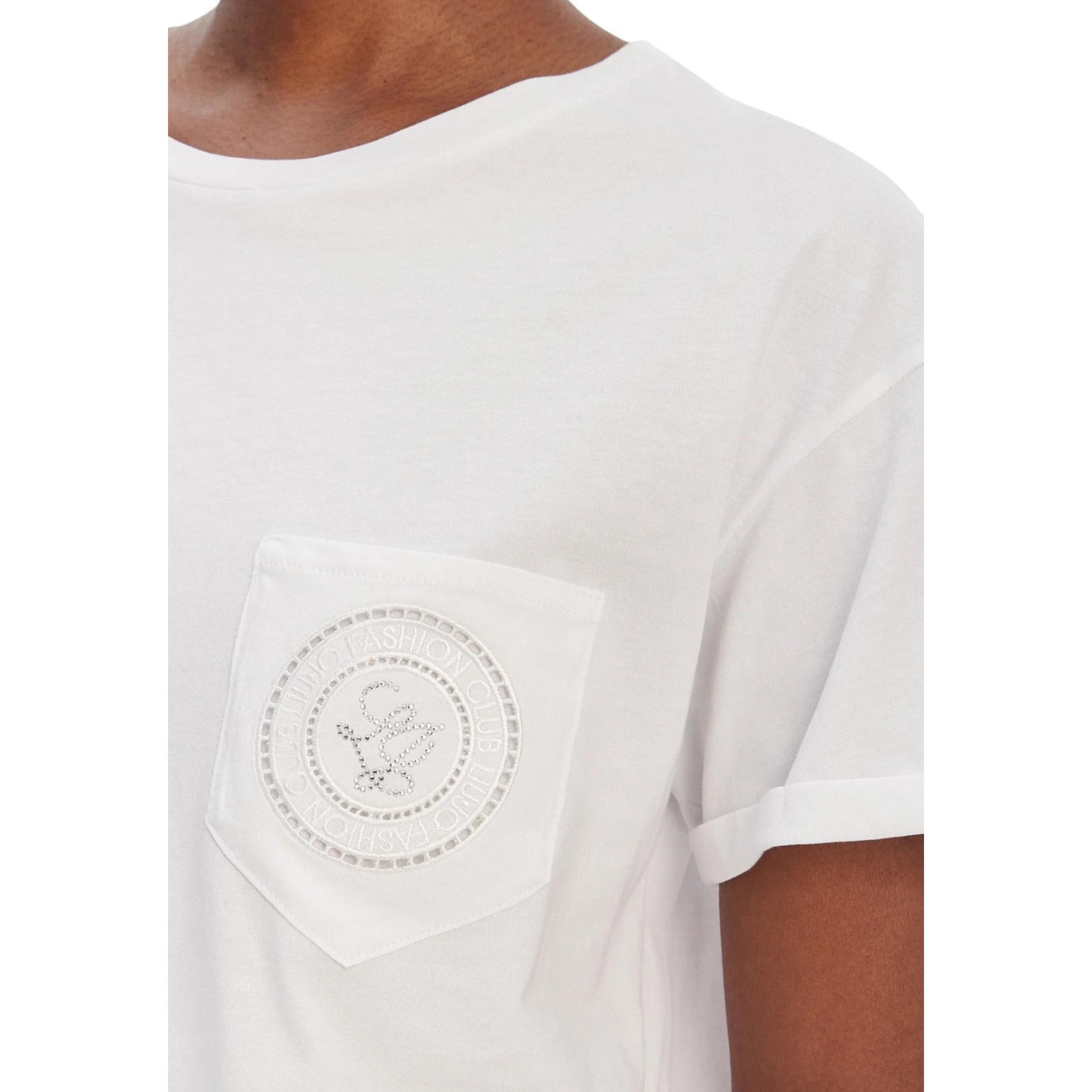 2455827 Liu Jo T-Shirt Donna Bianca Cotone Tasca